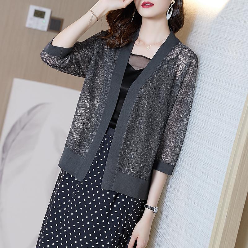Fat mm2-300 catties large size short coat summer ice silk sunscreen shirt thin knitted cardigan with shawl ins tide