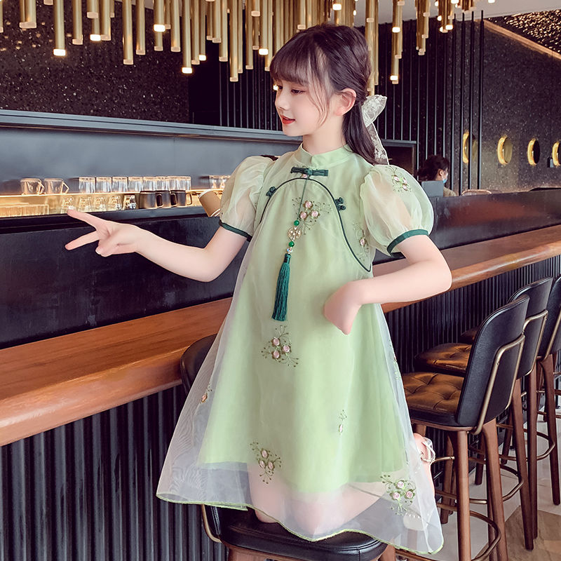 女童旗袍兒童連衣裙夏季洋氣2023新款夏裝網紗夏裝中國風公主裙子