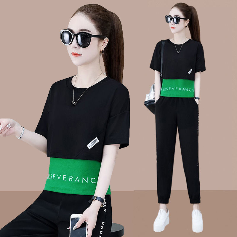 [Pure Cotton] Short-sleeved T-shirt women's Korean version commuting 2023 summer new large size women's western style all-match tops