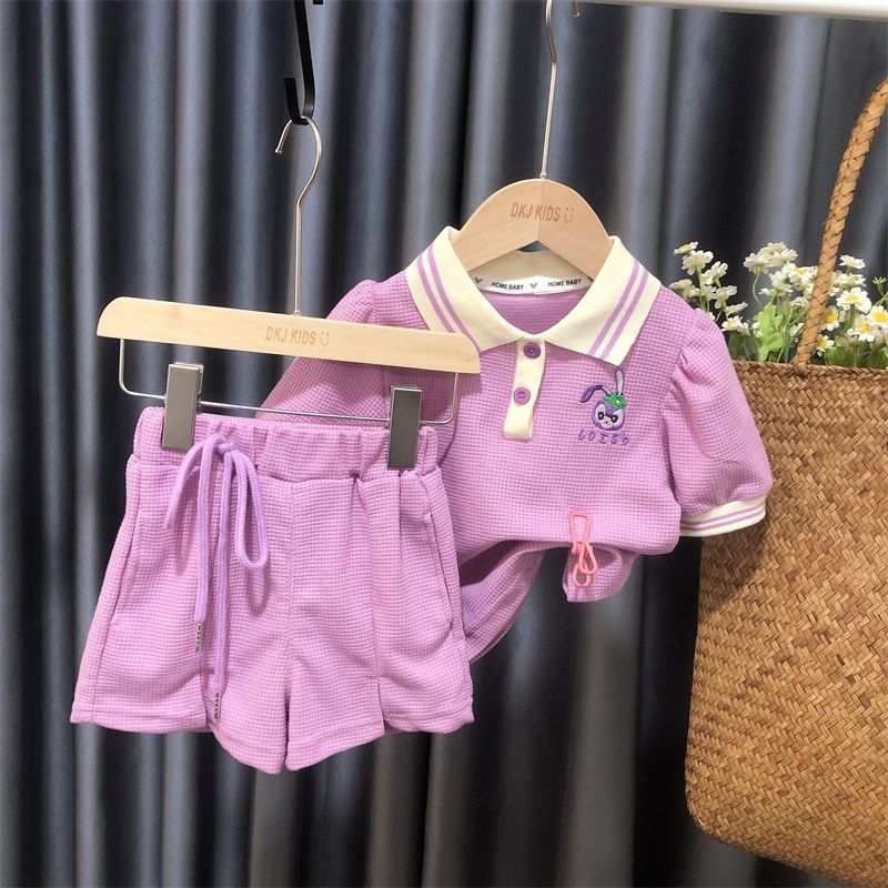 女童夏季运动套装洋气时髦儿童短袖两件套一岁女宝宝夏装衣服小童