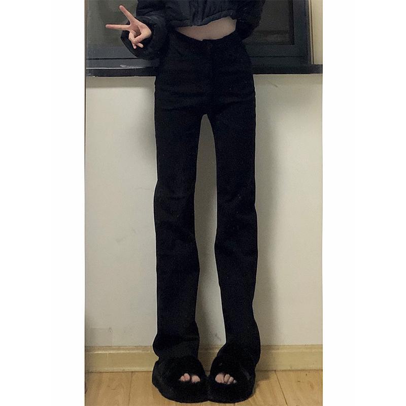 180 super long black jeans women's lengthened tall 175 high waist thin loose cigarette pipe straight mopping pants summer