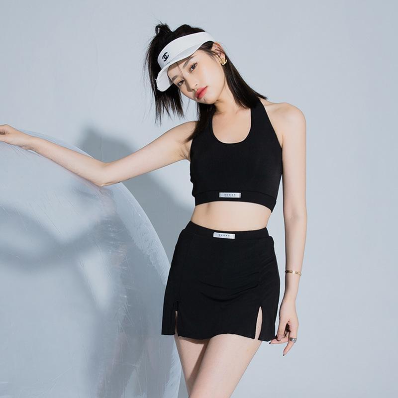 2023 new Korean ins swimsuit women's split three-piece sports culottes conservative cover belly thin hot spring swimsuit