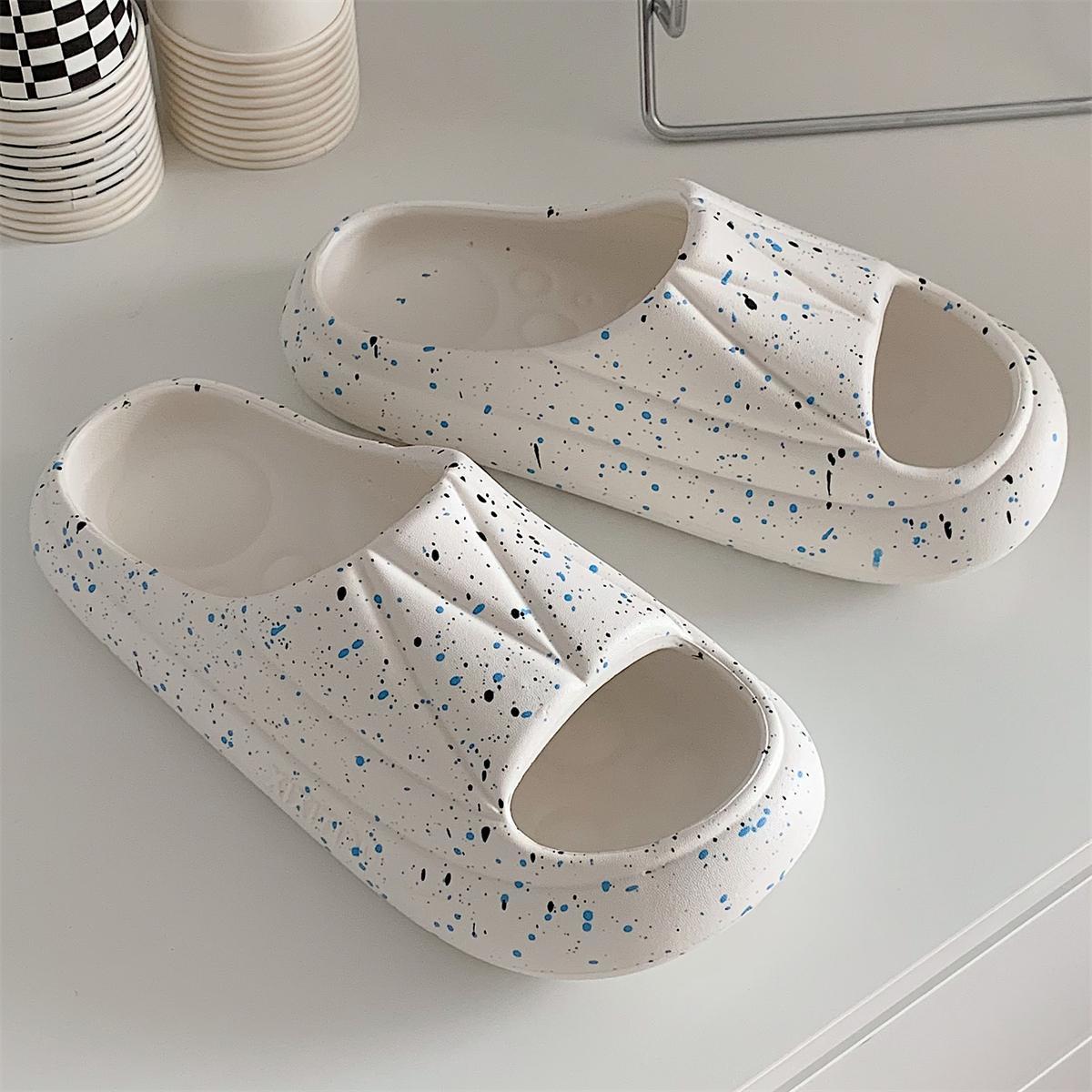 Thin strip women's summer couple national tide style fashion splashed ink sandals and slippers outer wear non-slip eva thick bottom home slippers men
