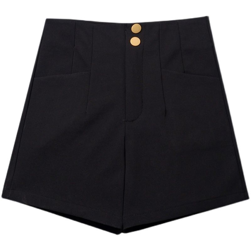 new summer outerwear elastic shorts women's high waist black slimming all-match A-line suit outerwear hot pants tide