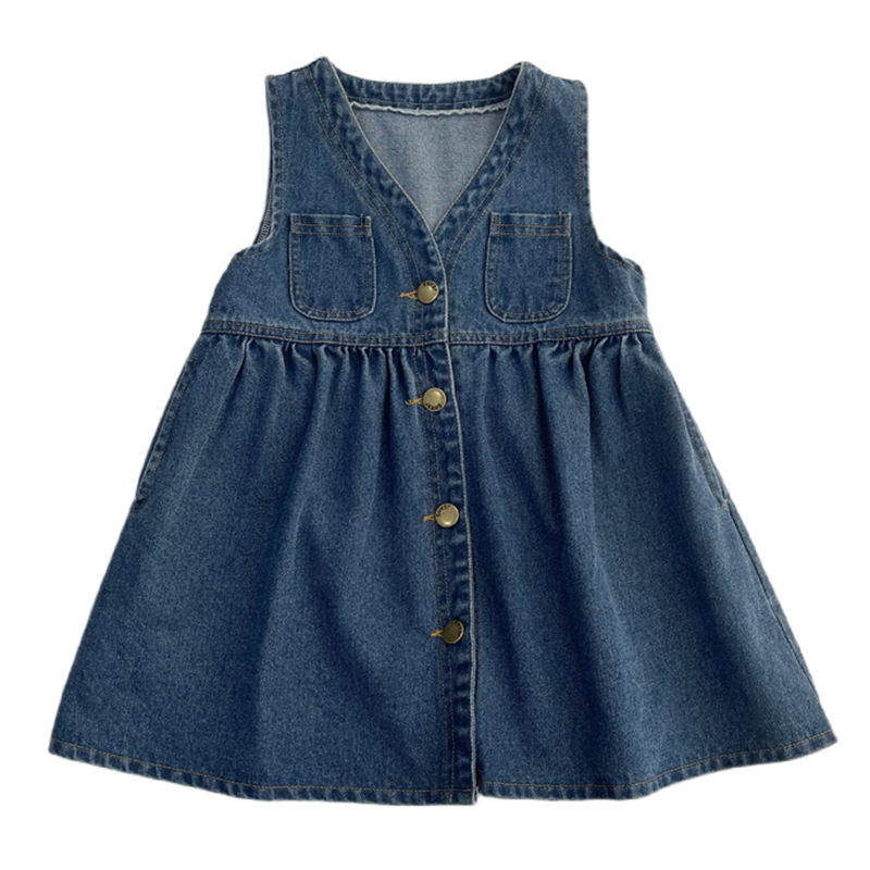 Girls suit vest skirt summer dress new foreign style children's baby denim suspender skirt dress summer