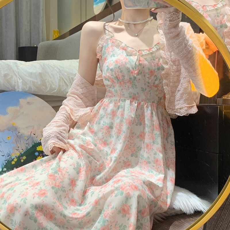 甜美超仙蕾絲開衫防曬外套女夏季2022新款法式別致短款上衣外搭夏