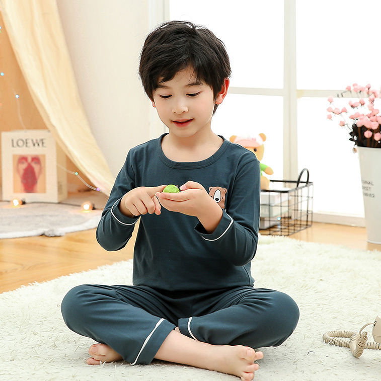 儿童睡衣春秋季男童男孩薄款纯棉家居服套装夏季棉长袖长裤中小童