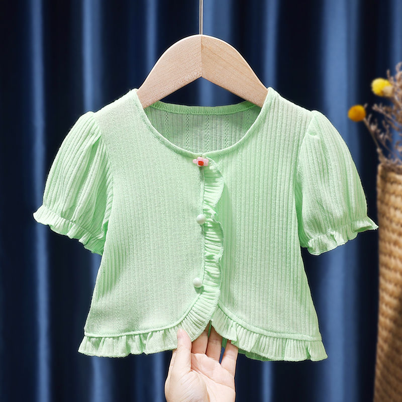 女童短袖T恤夏装2022新款洋气韩版薄款透气半袖t儿童冰丝打底衫