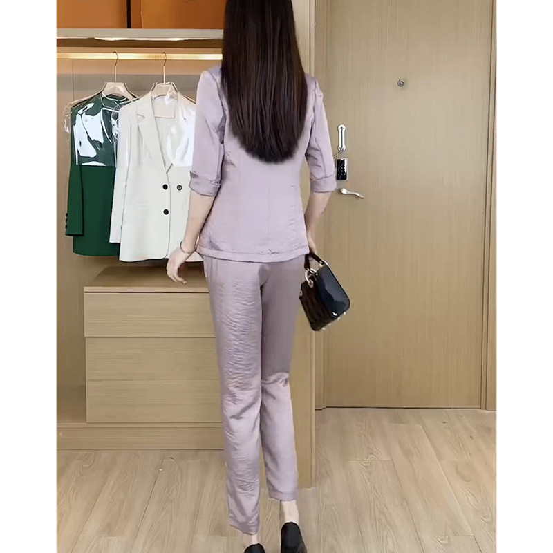 High sense business suit suit women's 2022 summer thin top + pants high-end foreign style three piece suit