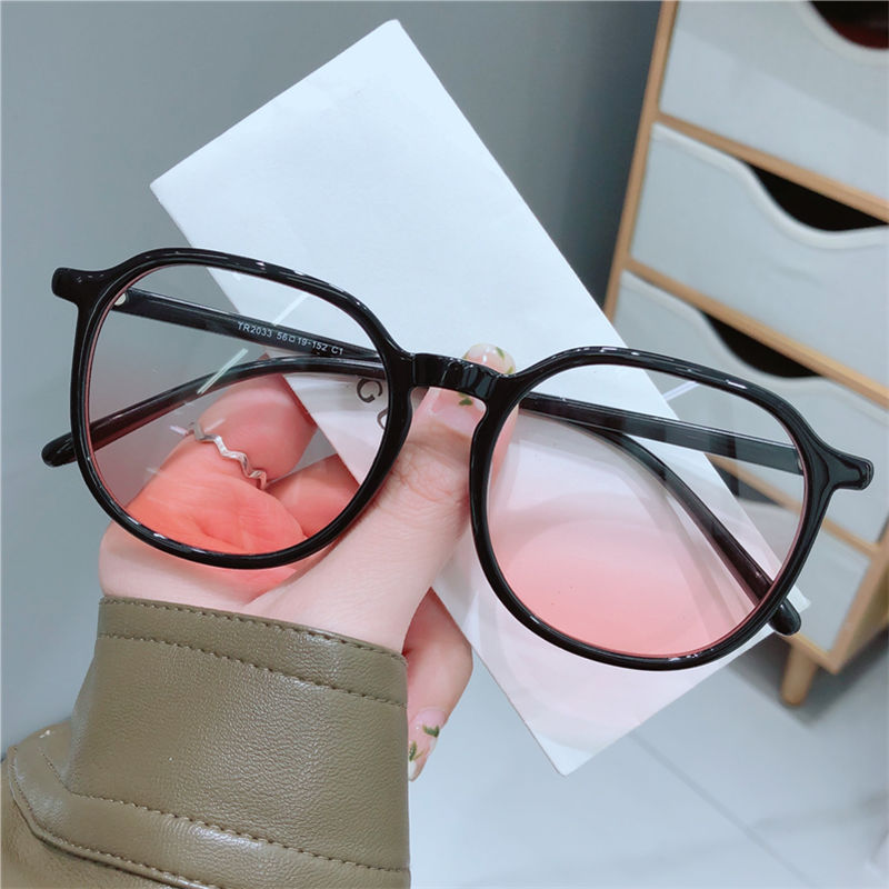 Blush glasses women's big face Korean version of the trendy net red same style without makeup artifact anti-blue light myopia glasses women can match the degree