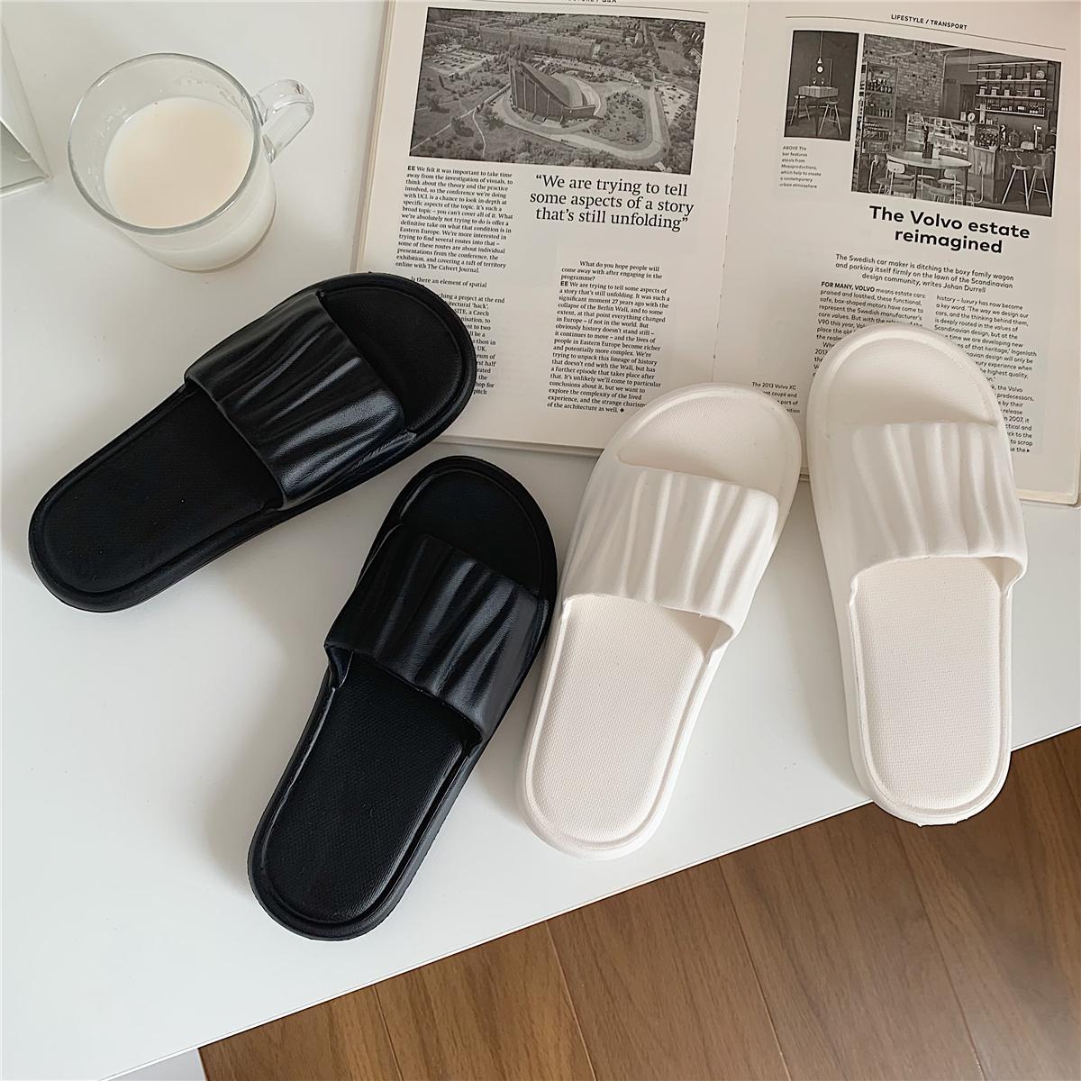 Thin strip summer household simple personality pleated sandals and slippers indoor bathroom eva non-slip deodorant slippers women