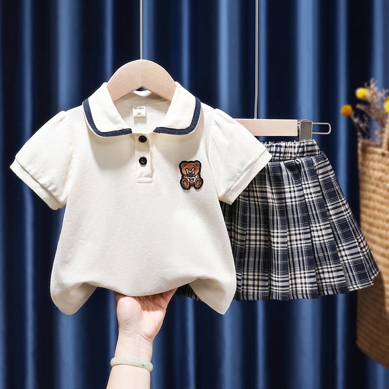 女童裝時髦套裝洋氣jk裙兩件套兒童女寶寶夏裝衣服學院風夏季女孩