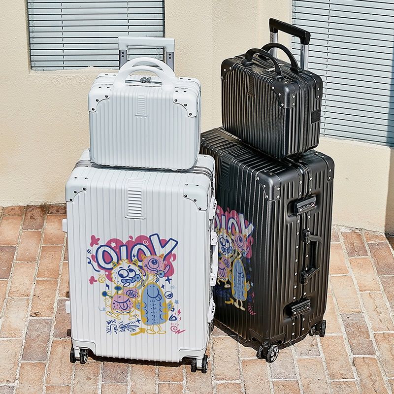 行李箱女小众涂鸦拉杆箱铝框子母托运密码箱20寸静音万向轮旅行箱