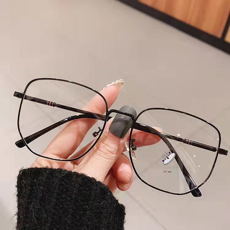Gold wire glasses female myopia can be matched with degree net red big frame plain mirror high-value ins wind big face thin male trend
