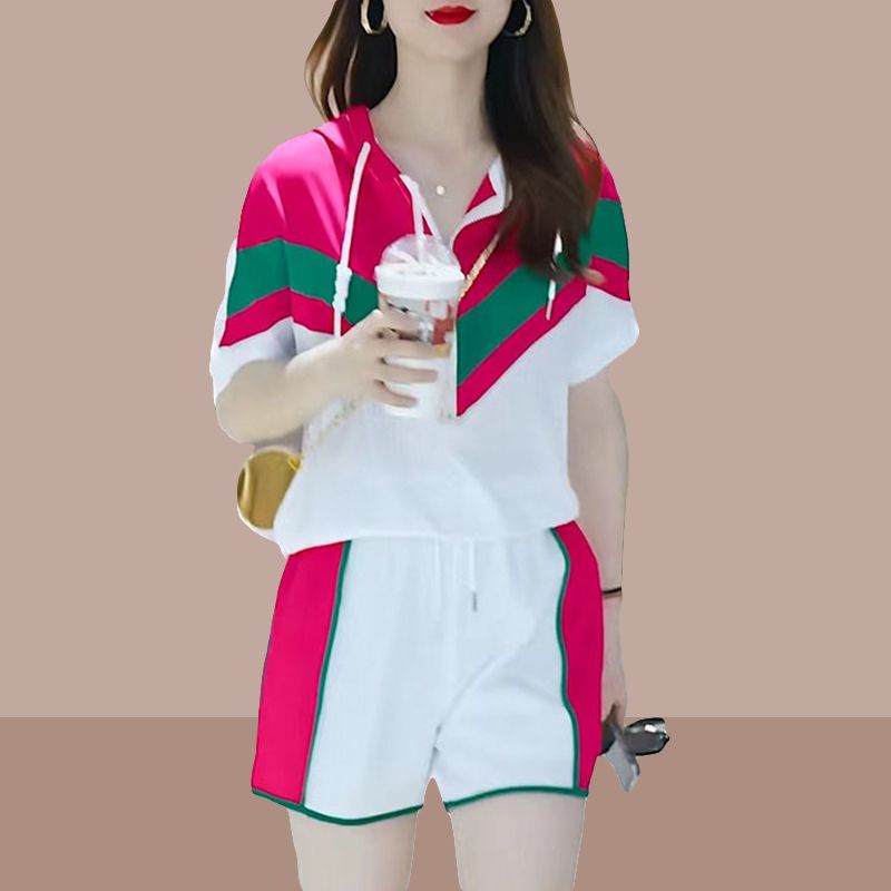 時尚套裝女洋氣百搭2023年夏季新款韓版女裝顯瘦短袖短褲兩件套潮