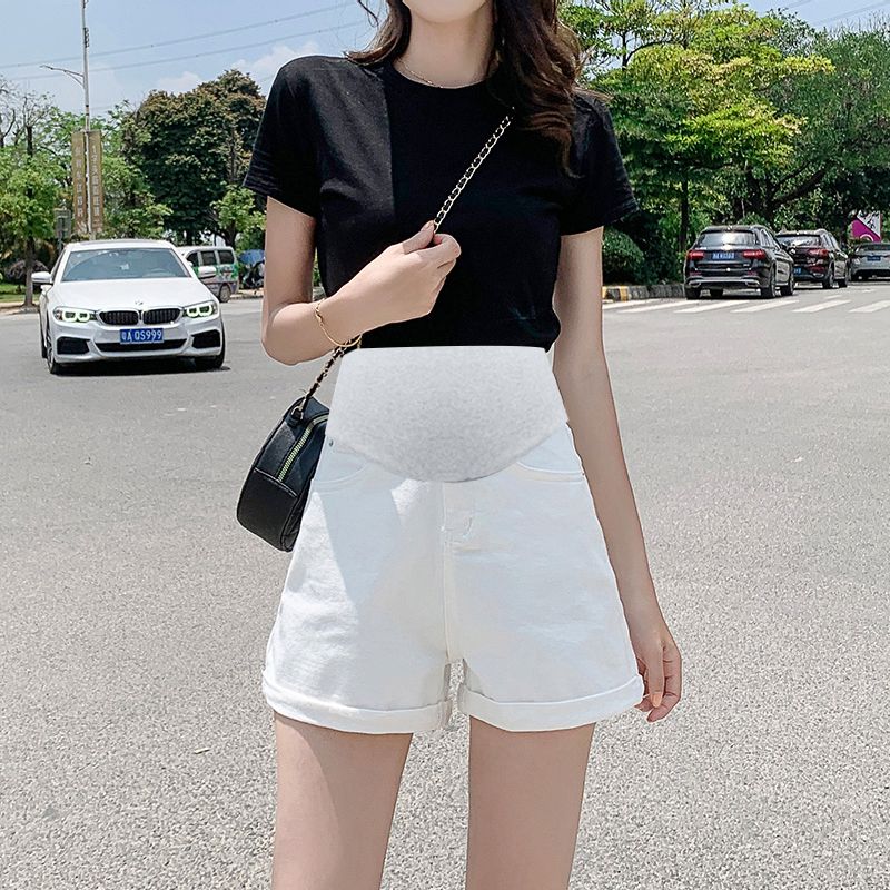 孕婦短褲夏季薄款外穿大碼休閒打底褲夏裝時尚孕早期闊腿牛仔褲子