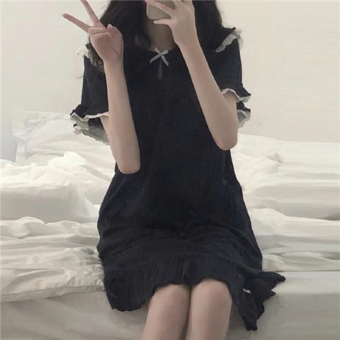 Korean version of nightdress female summer princess style thin pajamas short-sleeved 2022 new spring and autumn long skirt sexy students