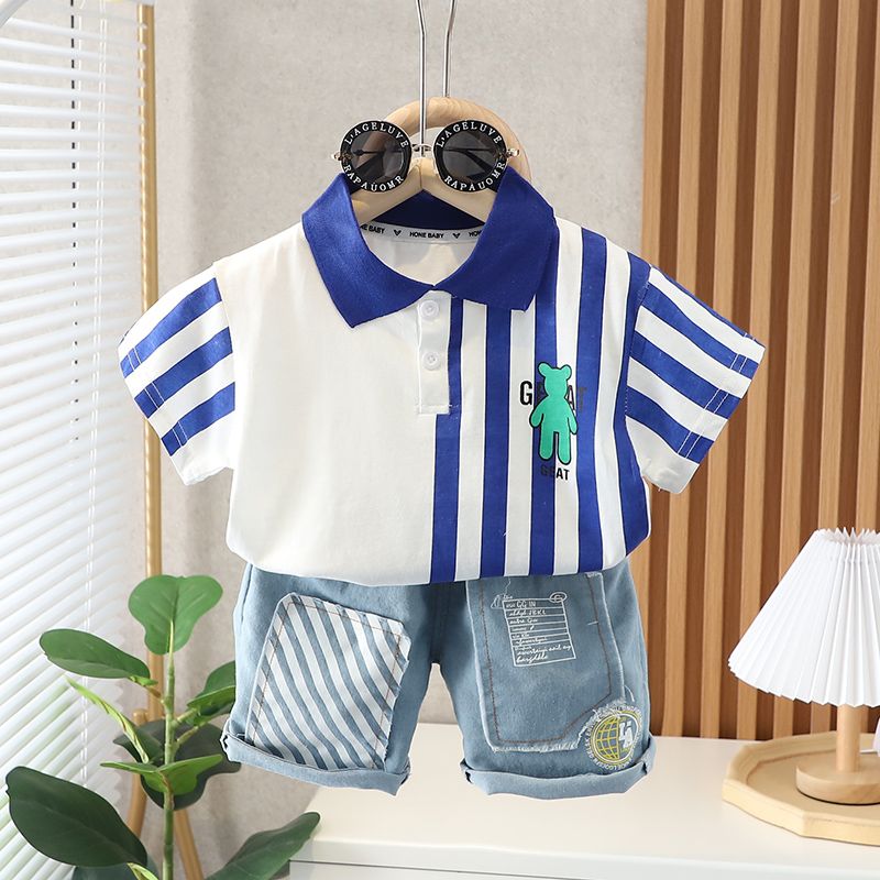 男童夏裝套裝2022新款時髦男孩洋氣寶寶帥兒童網紅短袖polo衫衣服