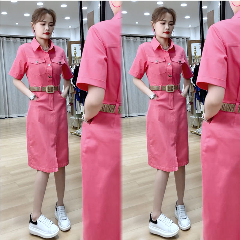 2023 summer new women's high-end mid-length slim denim dress slim waist fashion skirt