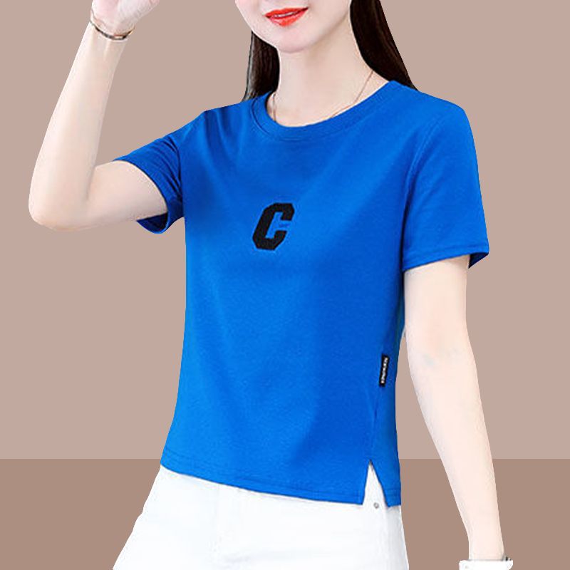 [Pure cotton] short-sleeved T-shirt women's all-match 2023 summer new fashion women's Korean version commuting age-reducing tops