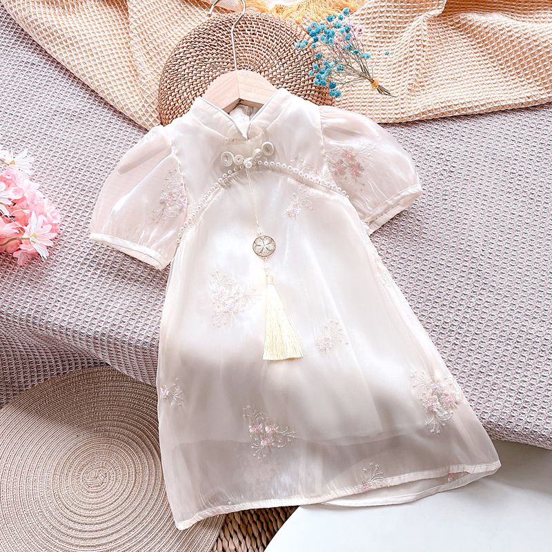 女童旗袍連衣裙夏裝2023新款洋氣童裝兒童夏季裙子中國風寶寶漢服