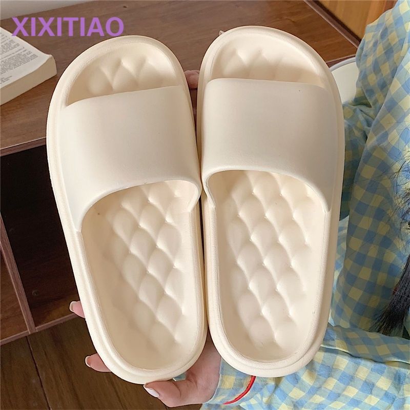 Thin strip female summer couple ins simple solid color soft bottom home slippers eva deodorant stepping on feces feeling sandals and slippers for men