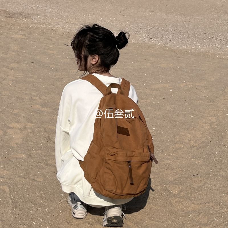 美式高中復古雙肩包  做舊水洗帆布男女背包 old school學生書包