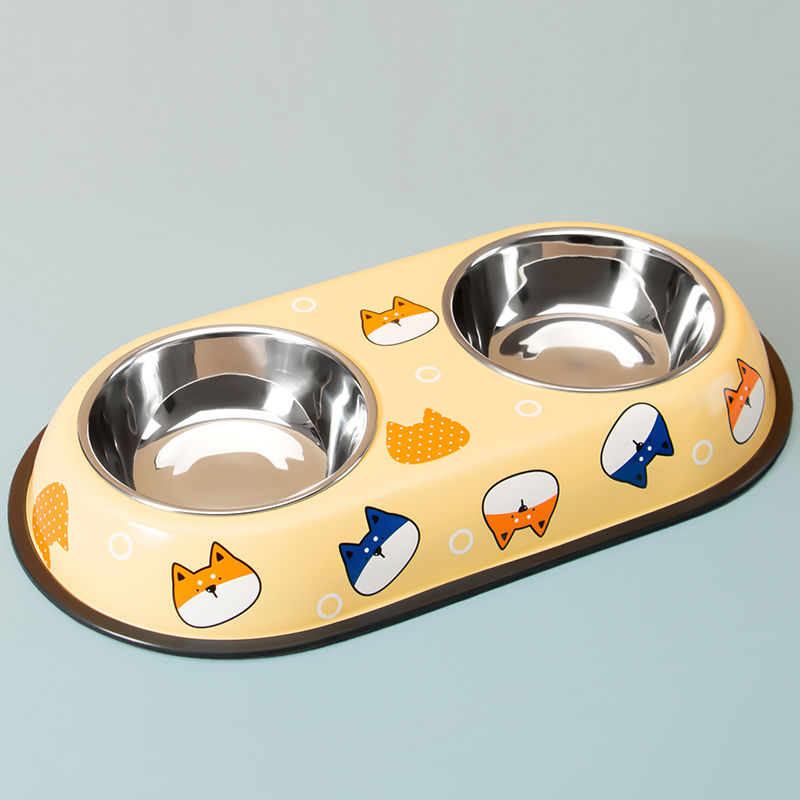 狗食盆猫咪碗食盆双碗不锈钢大容量狗碗防打翻宠物碗狗狗用品大全