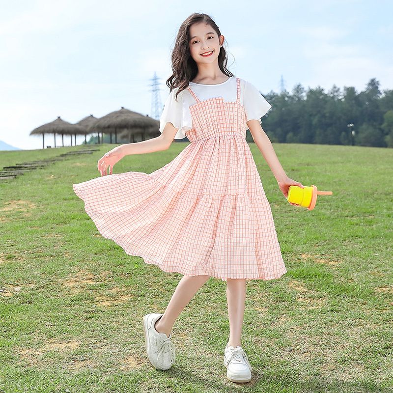 中大童裝女童連衣裙夏裝2023新款夏季韓版兒童裙子洋氣女孩公主裙