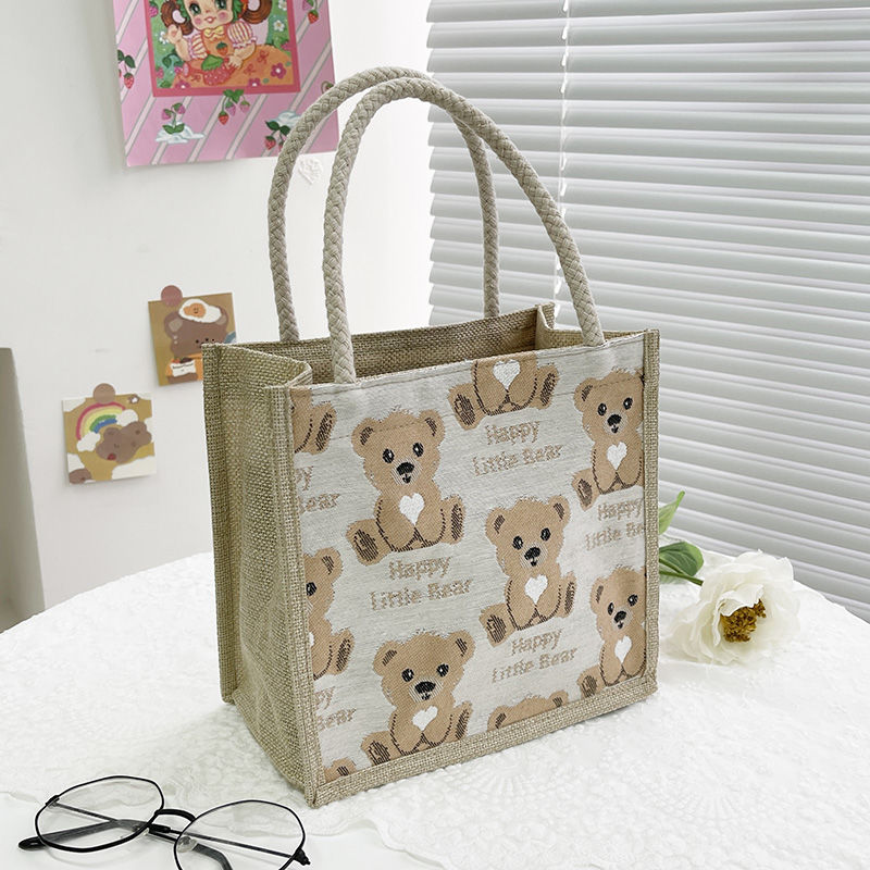 2021 New Trendy Ins Style Shoulder Bag Cute Style Retro Linen New Canvas Bag Women's Handbag Plaid