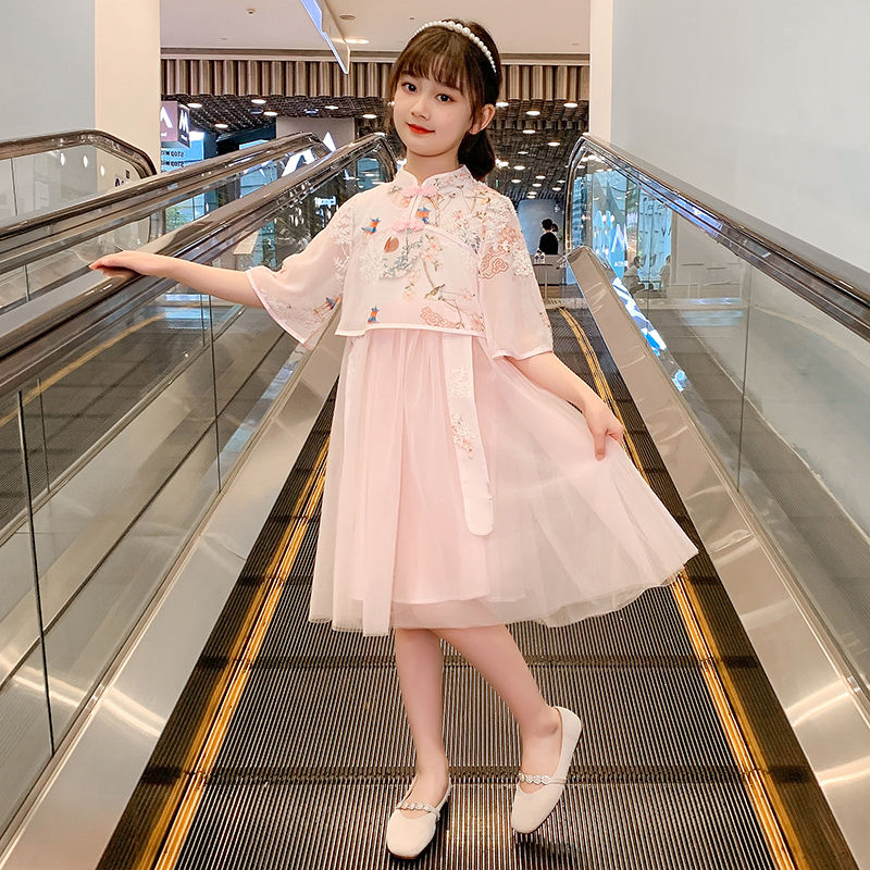 Girls' Dress 2022 New Western Style Hanfu Summer Dress Princess Dress Big Boy Girl Children's Summer Children's Dress Skirt