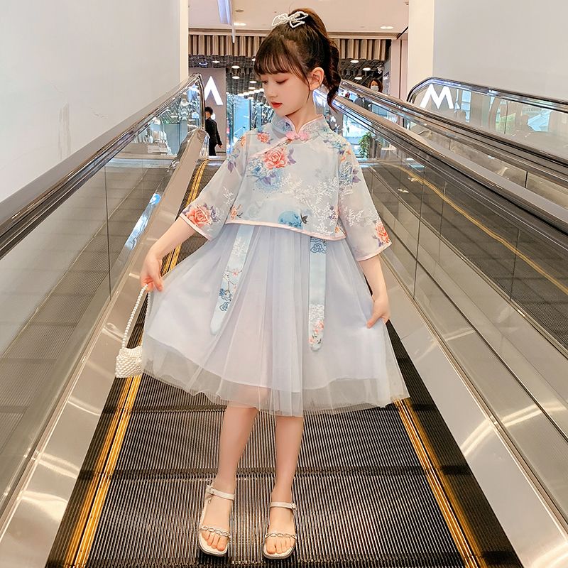 Girls' Dress 2022 New Western Style Hanfu Summer Dress Princess Dress Big Boy Girl Children's Summer Children's Dress Skirt