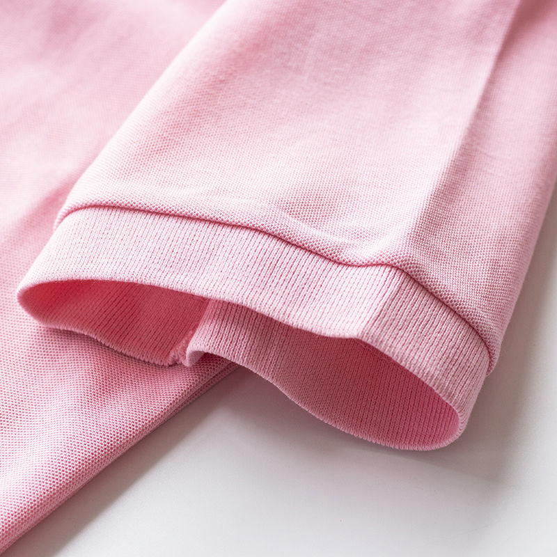 2021夏季桃粉色浅粉色纯棉短袖POLO衫男女bf风纯色简约宽松T恤潮