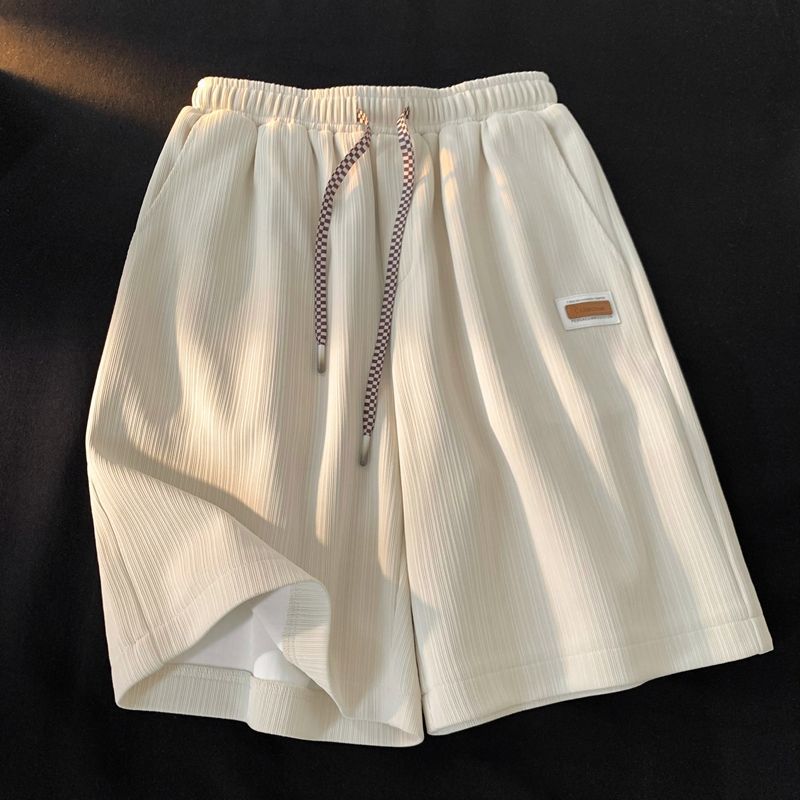2022 new summer ice silk shorts women's loose forest casual wide-leg mid-pants ins all-match thin five-point pants