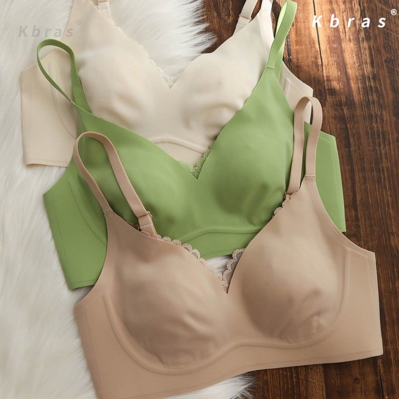 日本超薄無痕乳膠內衣無鋼圈大胸顯小收副乳防下垂兔耳朵文胸夏季