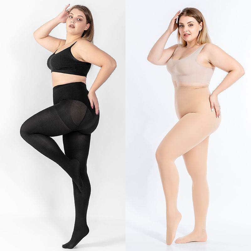 Large size light leg artifact female spring and summer fat mm180 catties flesh color plus fat leggings high waist black silk pantyhose