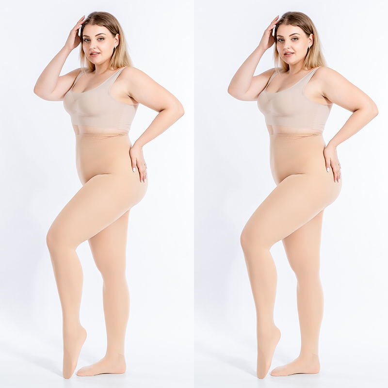 Large size light leg artifact female spring and summer fat mm180 catties flesh color plus fat leggings high waist black silk pantyhose