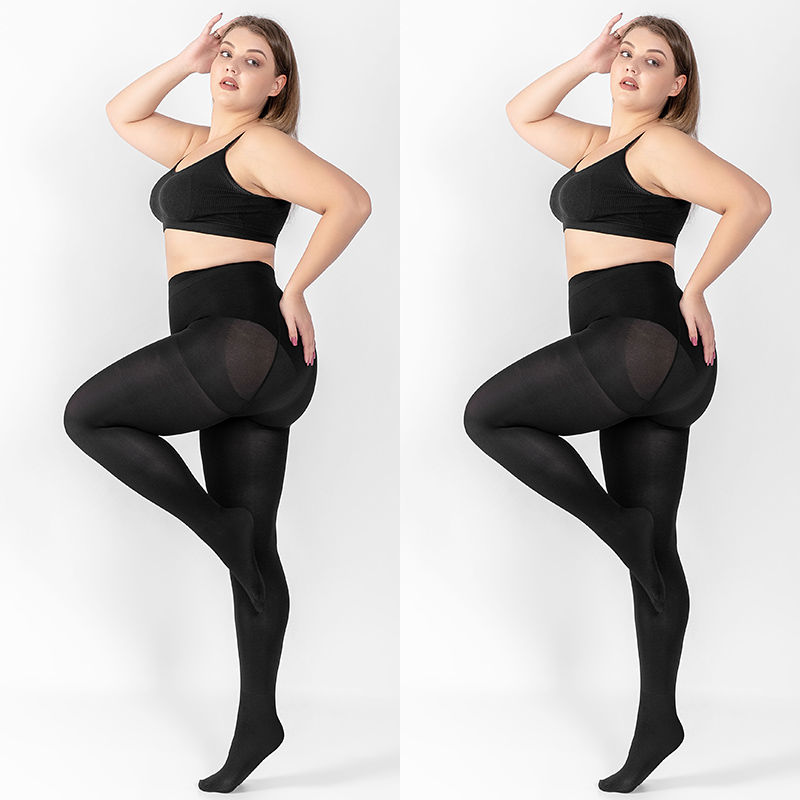 Large size light leg artifact female spring and summer fat mm180 catties flesh color plus fat leggings high waist black silk pantyhose