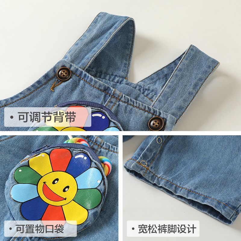 Kaka panda baby clothes denim overalls short pants summer clothes for children boys and girls baby tide Y7640