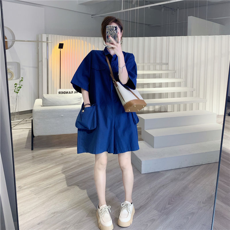 Casual simple one-piece shorts large size summer 2022 new loose slim fat MM2-300 catties dress female