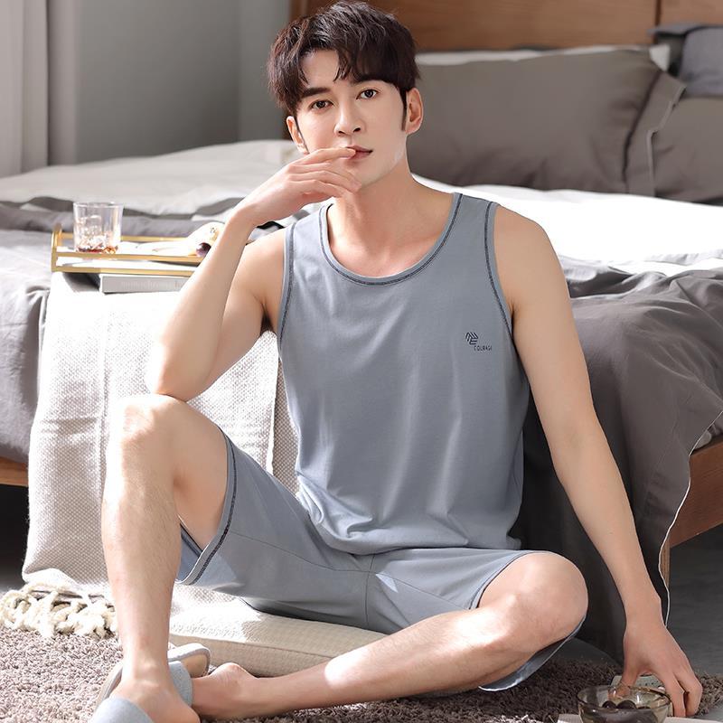 Modal pajamas men's summer thin vest shorts home service summer men's sleeveless large size sports suit