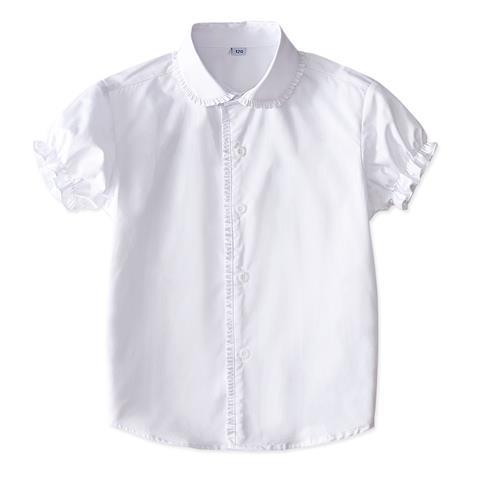 女童纯棉短袖白衬衫夏季小学生表演出校服中大儿童学院JK白色衬衣