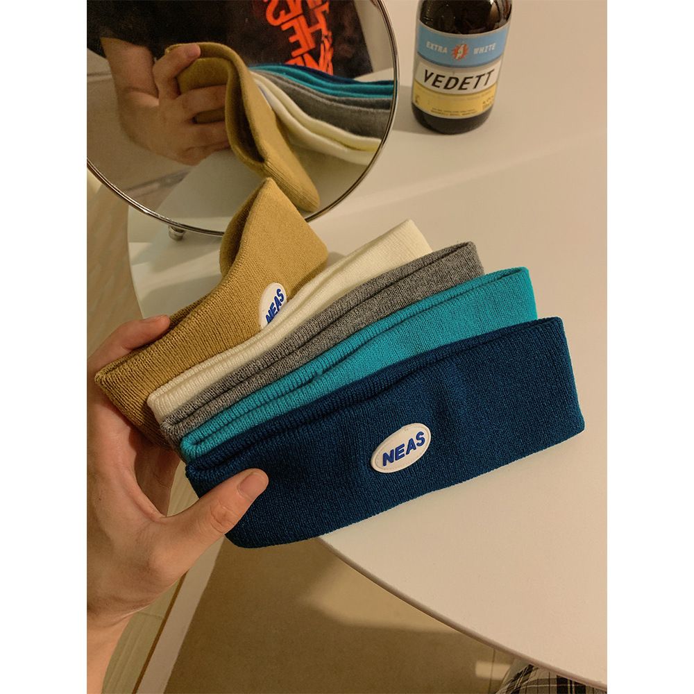 Labeled Letter Knitted Cool Street Sports Headscarf, Headband, Trendy Short Headpiece, Japanese-style Autumn And Winter_voghion.com