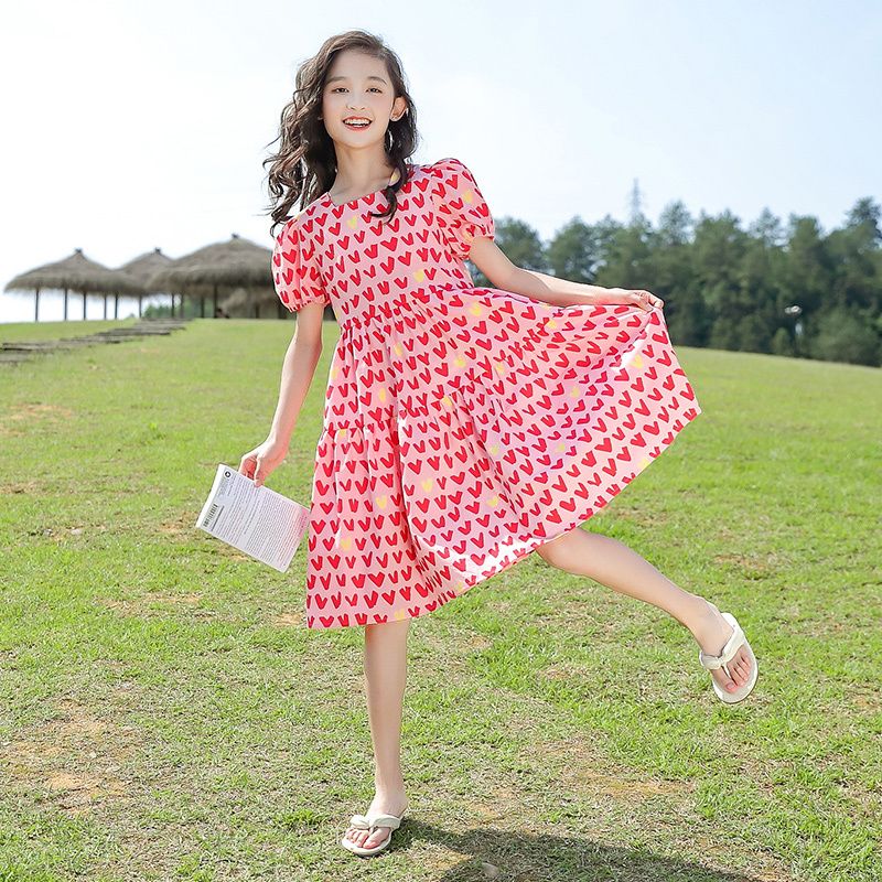 女童夏季連衣裙韓版2023新款洋氣中大兒童公主裙夏裝女孩休閒裙子