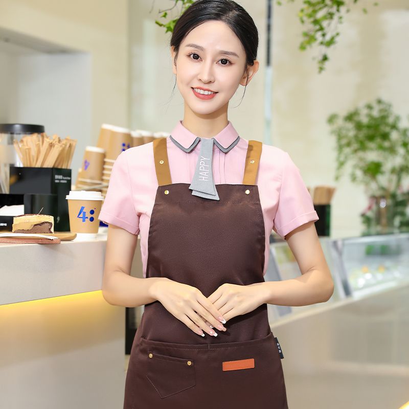 咖啡厅服务员工作服短袖夏季定制奶茶烘焙餐厅前台高端衬衣餐饮女