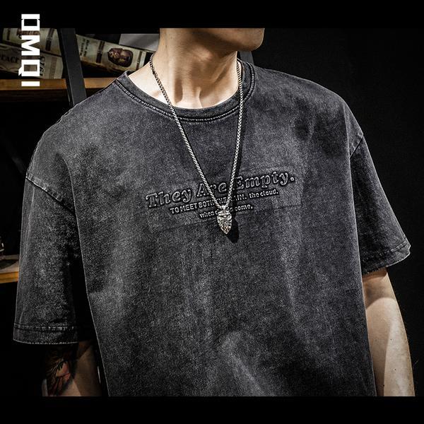 Washed and distressed American retro style half-sleeved ins summer new high-end loose and slim men's short-sleeved T-shirt trendy