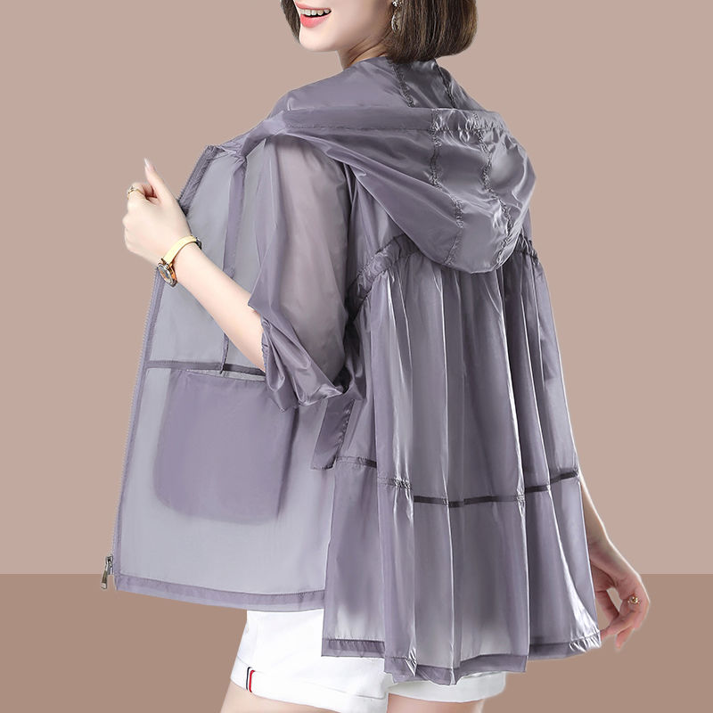 Sunscreen clothing women's summer thin section 2023 new breathable long-sleeved short coat loose sunscreen clothing trendy cardigan top