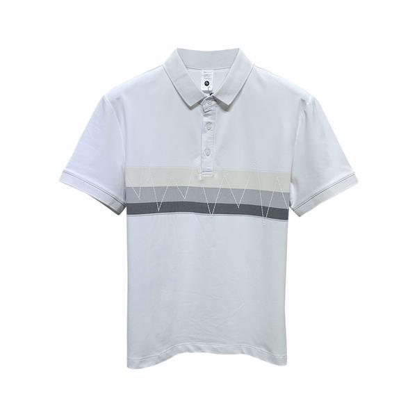 Summer new men's POLO shirt fashion trend slim lapel T-shirt striped color block short-sleeved top trendy