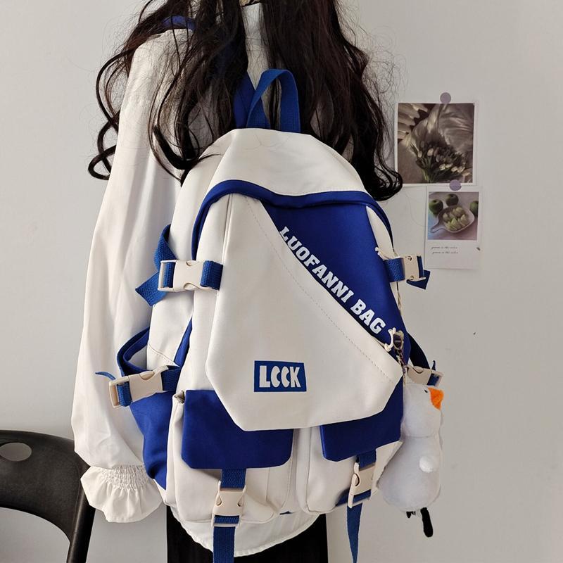 Backpack female college birthday style simple girl backpack contrast color trendy brand ins niche middle school student high school bag