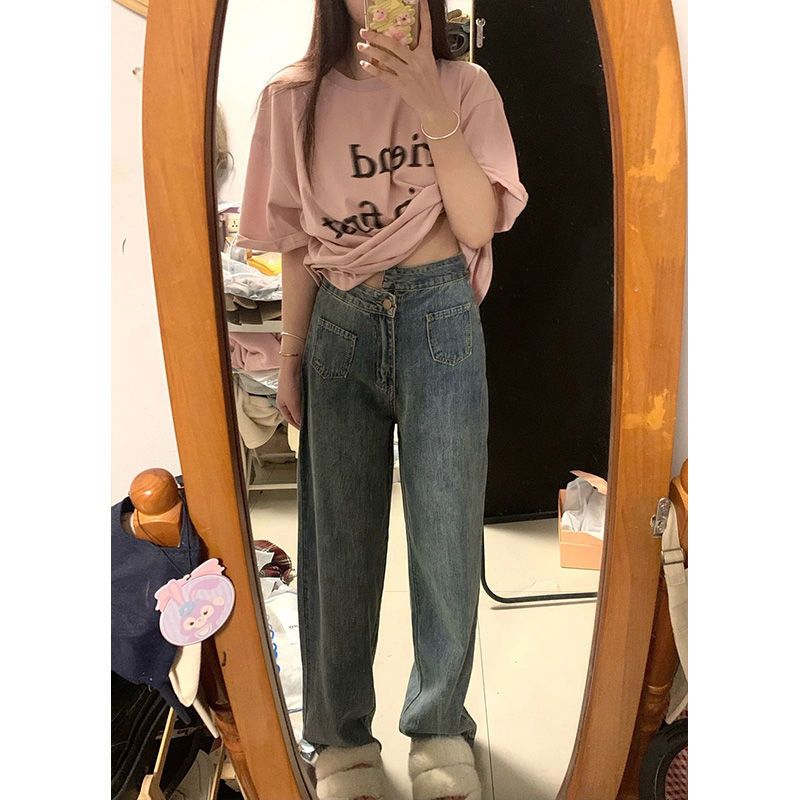 Sweet and cool pink short-sleeved t-shirt female design sense niche oversize loose American Hong Kong style chic top summer